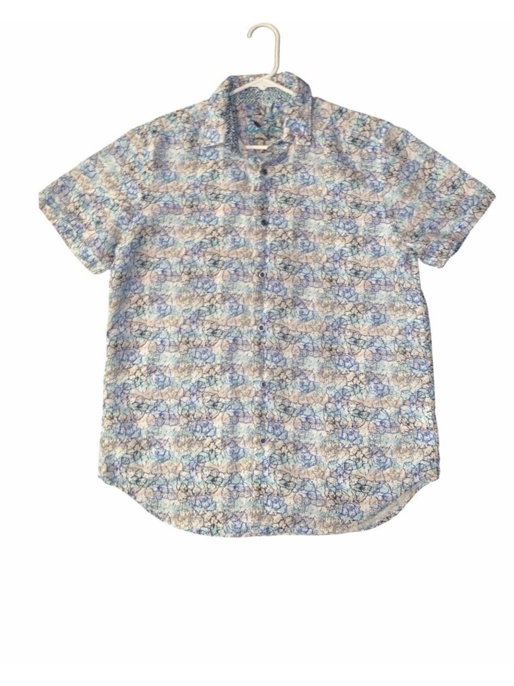Robert Graham Men's M Classic Fit Radnor Floral Linen/Cotton Turquoise Shirt